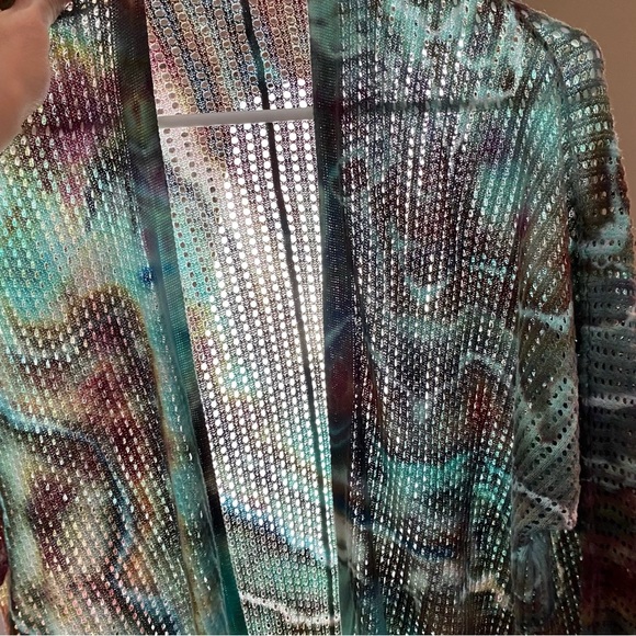 Handmade Tie Dye Cardigan Sweater Womens Size Small XS Mesh Knit Wearable Art - Picture 9 of 14